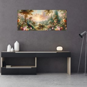 Tablou - Păuni în grădină (120x50 cm)