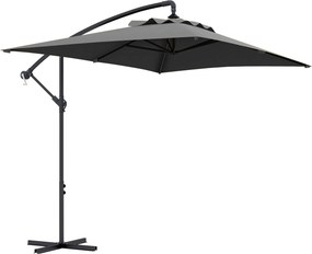 Outsunny Umbrelă Consolă 3m cu Bază în Cruce, Model Banana cu Manivelă, 6 Spite, Umbrelă Dreptunghiulară pentru Terasă, Gri | Aosom Romania