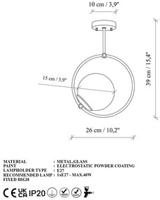 Plafonieră aurie cu abajur din sticlă 39x26 cm Dolunay – Opviq lights