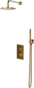 Sistem de dus incastrat cu baterie termostata Omnires Contour auriu periat si para cu 1 functie