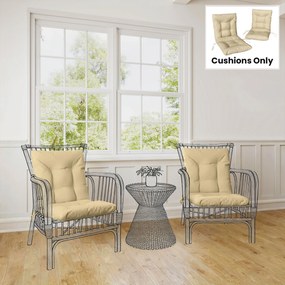 Outsunny Set 2 Perne pentru Scaune de Exterior cu Curele de Fixare, Perne Imbottite din Poliester și Bumbac, pentru Șezlonguri, Fotolii, 50x120x8 cm, Bej | Aosom Romania