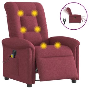 vidaXL Fotoliu electric de masaj rabatabil, roșu vin, textil