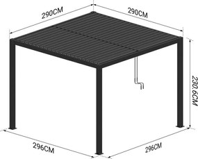 Pergolă bioclimatică din aluminiu cu lamele 3 x 3 M
