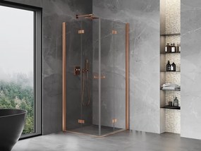 Mexen Mist-F Duo cabină de duș pliabilă 80 x 80 cm, transparent, cupru periat - 8A6-080L-080P-65-00
