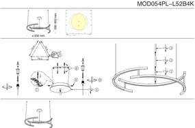 Lustra moderna LED 4000K design minimalist Line negru