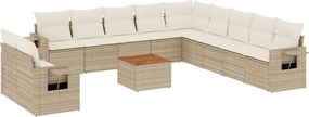 vidaXL Set canapele de grădină cu perne, 12 piese, bej, poliratan