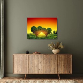 Tablou pe sticlă - Inima în coroanele copacilor (70x50 cm)