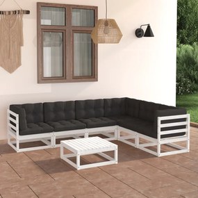 3076790 vidaXL Set mobilier de grădină cu perne, 7 piese, lemn masiv de pin