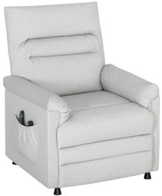 HOMCOM Fotoliu Relaxant Electric cu Masaj și Încălzire și Suport pentru Picioare, Silențios, Fotoliu Reclinabil 150° în Catifea Prietenoasă cu Animalele cu Funcție de Memorare, 2 Telecomenzi pentru Sufragerie, Gri Deschis | Aosom Romania