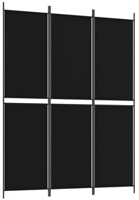 350229 vidaXL Paravan de cameră cu 3 panouri, negru, 150x200 cm, textil