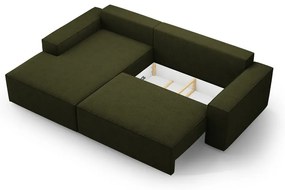 Colțar verde închis extensibil cu tapițerie din țesătură bouclé (cu colț pe partea stângă ) Jodie – Micadoni Home