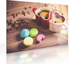 Tablou pe sticlă cu cafea și macarooni (70x50 cm)