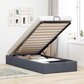 vidaXL Cadru pat otoman fără saltea Gri închis 100x200 cm catifea