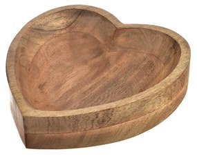 Bol decorativ din lemn de mango InDecor Heart, 20x 20 x 7 cm