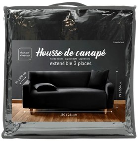 Husă neagră elastică pentru canapea cu 3 locuri Mila – douceur d'intérieur
