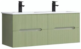 Trent 120 dulap de baie inferior cu chiuvetă ceramică (4 sertare) verde măslin verde fistic