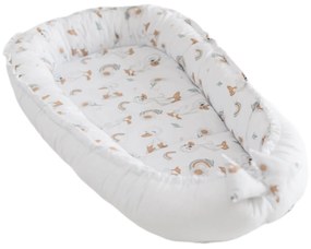 Cosulet patut bebe tip babynest din bumbac 90x50 cm, cu doua fete Kidizi Ducky, alb
