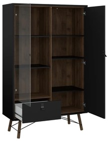 Vitrină Rain, negru mat / nuc