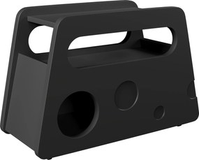 Măsuță laterală cu roți, colțuri rotunjite, mobilă, economisitoare de spațiu, pentru living și dormitor, 81x33x51,5 cm, Negru