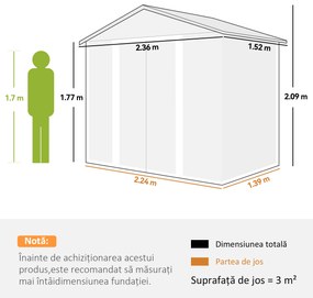 Outsunny Magazie Grădină Magazie Pentru Unelte Grădină Cu Uși Glisante 235.7x152x208.7cm | Aosom Romania