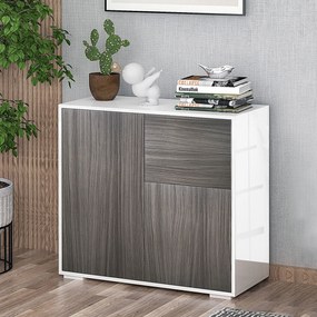 HOMCOM Comodă Multifuncțională cu 2 Sertare și 2 Dulapuri, 79x36x74 cm, Gri | Aosom Romania