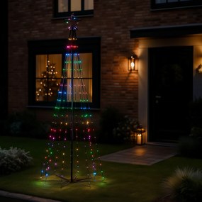 Lampă de podea de Crăciun neagră 240 cm, incl. LED RGB IP44 cu telecomandă - Nagi