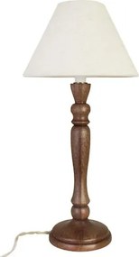 Lampă de masă din lemn de mango maro, picior sculptat, cablu textil natur cu întrerupător, finisaj natural, 37 x 12,5 cm, „Vilgot”