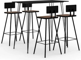 vidaXL Set mobilier de bar, 5 piese, negru