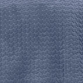 Cuvertură albastră matlasată din catifea 240x260 cm Attica Velvet – Bianca