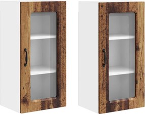 vidaXL Dulap de bucătărie Kalmar 2 pcs Lemn vechi 40 x 31 x 80 cm