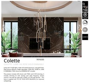 Lustra LED cu telecomanda design ultra-modern Colette 14L auriu roze