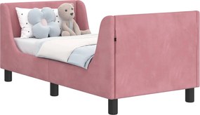 vidaXL Cadru de pat pentru copii cu spătar Roz 70 x 140 cm Catifea