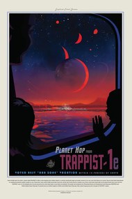 Reproducere Trappist 1E (Planet & Moon Poster) - Space Series (NASA)