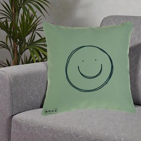 Perna Decorativa Smile Desen Minimalist, 40x40 cm, Verde, Husa Detasabila, Perna Inclusa, BEKZ®