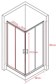 Cabină de duș pătrată Spirit BAMBOO 90x90, fără cădiță de duș