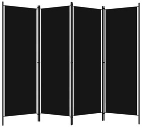 Paravan de camera cu 4 panouri, negru, 200 x 180 cm Negru, 4