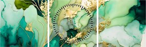 Tablou - Abstractizare verde (cu ceas) (90x30 cm)