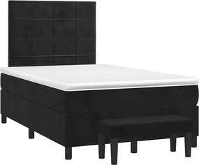 vidaXL Pat box spring cu saltea, negru, 120x190 cm, catifea
