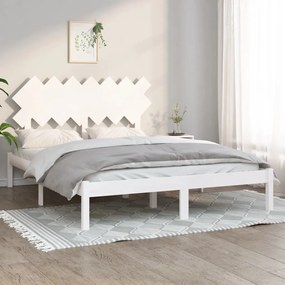 3104874 vidaXL Cadru de pat King Size 5FT, alb, 150x200 cm, lemn masiv