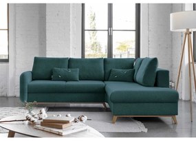 Colțar extensibil cu șezlong pe partea dreaptă Miuform Scandic Lagom L, turcoaz