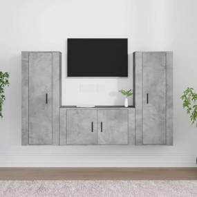 3188754 vidaXL Set dulapuri TV, 3 piese, gri beton, lemn prelucrat