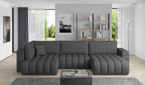 Canapea modulara tapitata, extensibila, cu spatiu pentru depozitare, 340x170x92 cm, Bonito R1, Eltap (Culoare: Gri deschis - Nube 3)