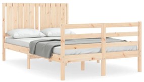 3194736 vidaXL Cadru de pat cu tăblie, dublu mic, lemn masiv