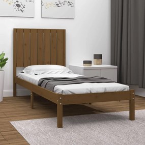 3104376 vidaXL Cadru de pat mic single, maro miere, 75x190 cm, lemn masiv