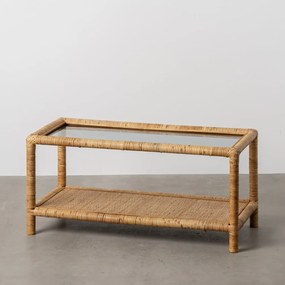 Măsuță de cafea în culoare naturală cu blat din sticlă 40x90 cm – Ixia