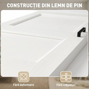 HOMCOM Ușă Culisantă de Interior din Lemn de Pin cu Șină Silențioasă, Ghidaj, Kit Accesorii, Alb | Aosom Romania