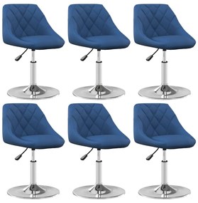 vidaXL Scaune de sufragerie pivotante, 6 buc, albastru, catifea