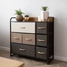 Comodă cu sertare din material textil HAZEL TIP 3,maro, XL