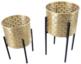 Set 2 suporturi pentru ghivece Mauro Ferretti Glissy, înălțime 38 cm, auriu