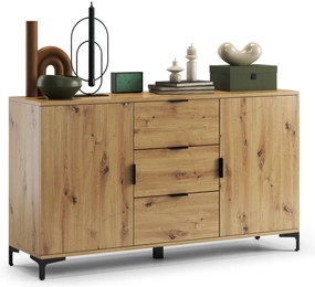 Mazzoni Comodă LANA K-150S Stejar Artisan - DULAP VERTICAL CU 2 UȘI CU SERTARE